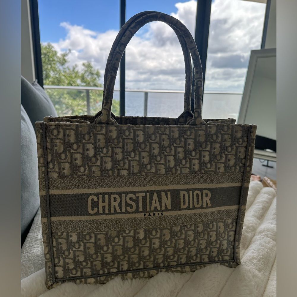 Dior Beige & Gray Christian Dior Medium Book Tote - Picture 3 of 14